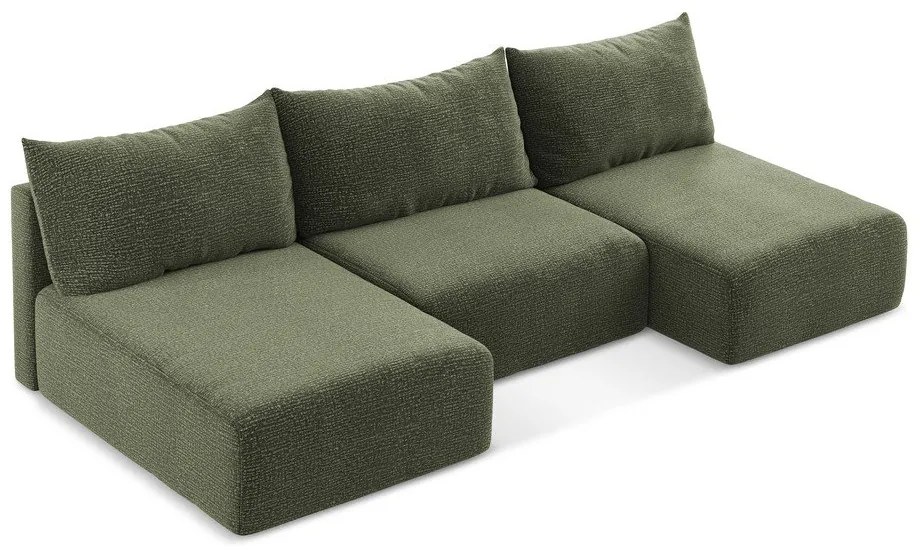 Zelená rozkladacia/s úložným priestorom rohová pohovka Kalena – Makamii