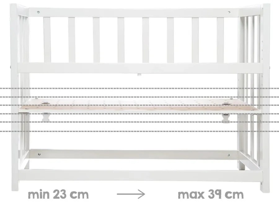 Biela kolíska s úložným priestorom a baldachýnom 90x45 cm Indibär – Roba