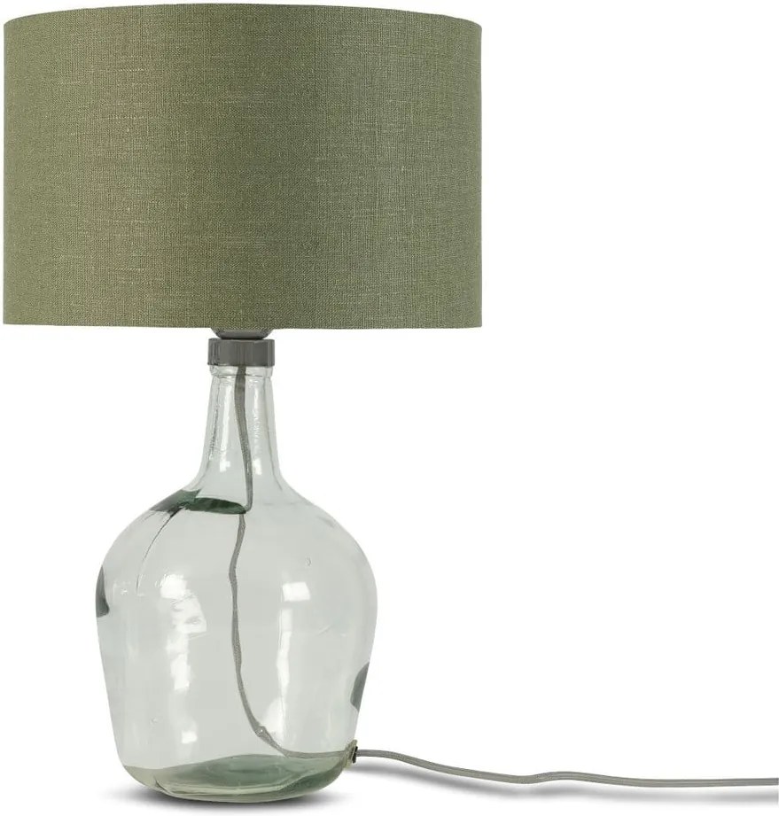 Stolová lampa s tmavozeleným tienidlom a konštrukciou z recyklovaného skla Good&Mojo Murano, ⌀ 30 cm