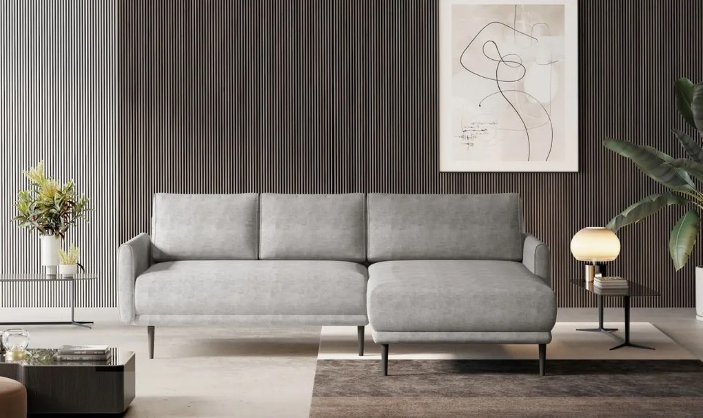 Rohová sedačka Soho, svetlo šedá štruktúrovaná látka, pravý roh