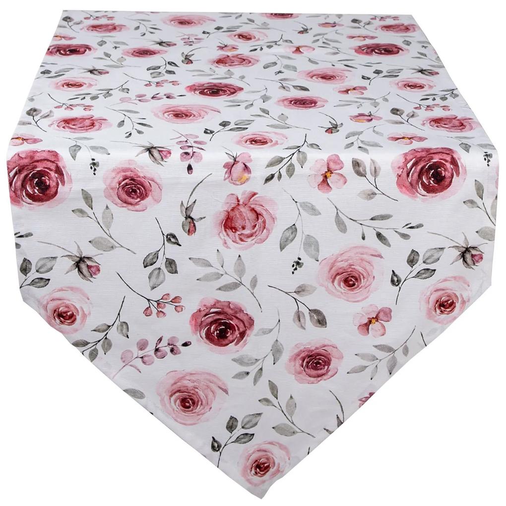 Bavlnený behúň na stôl s ružami Rustic Rose - 50*160 cm