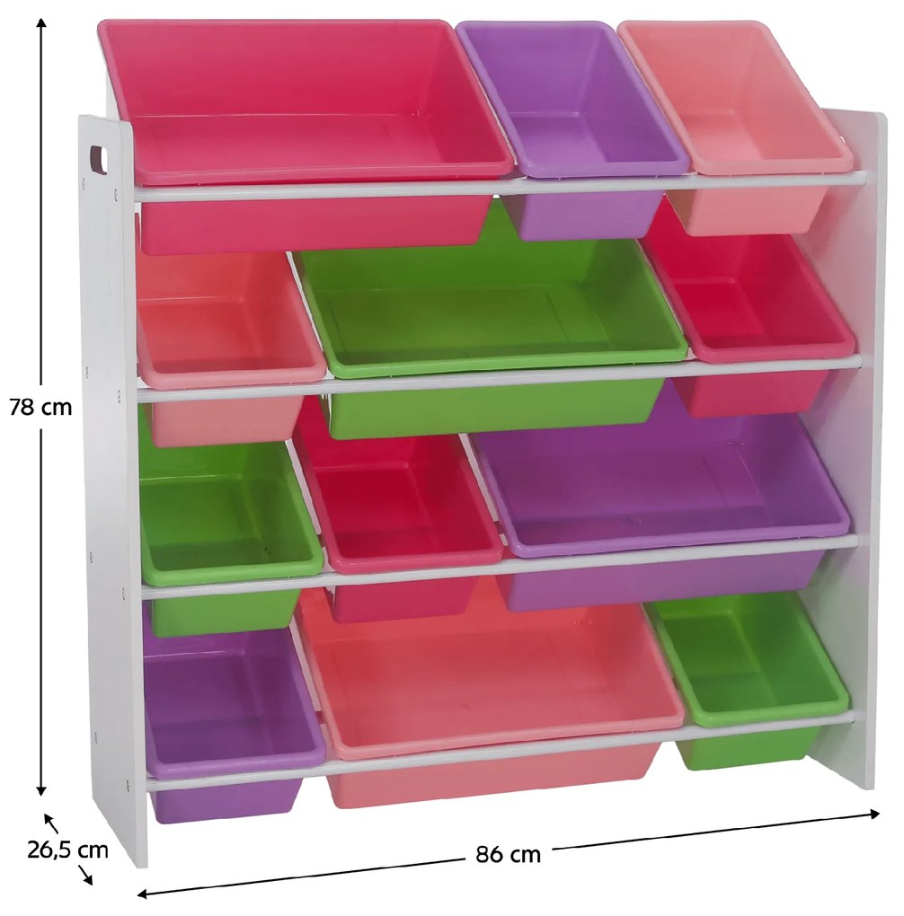 Kondela Organizér/regál na hračky, biela/viacfarebná, MAISAN