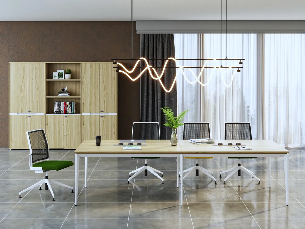 Konferenčný stôl Houseland Profit Meet 01 s 3 zásuvkami 200 cm dub prírodný