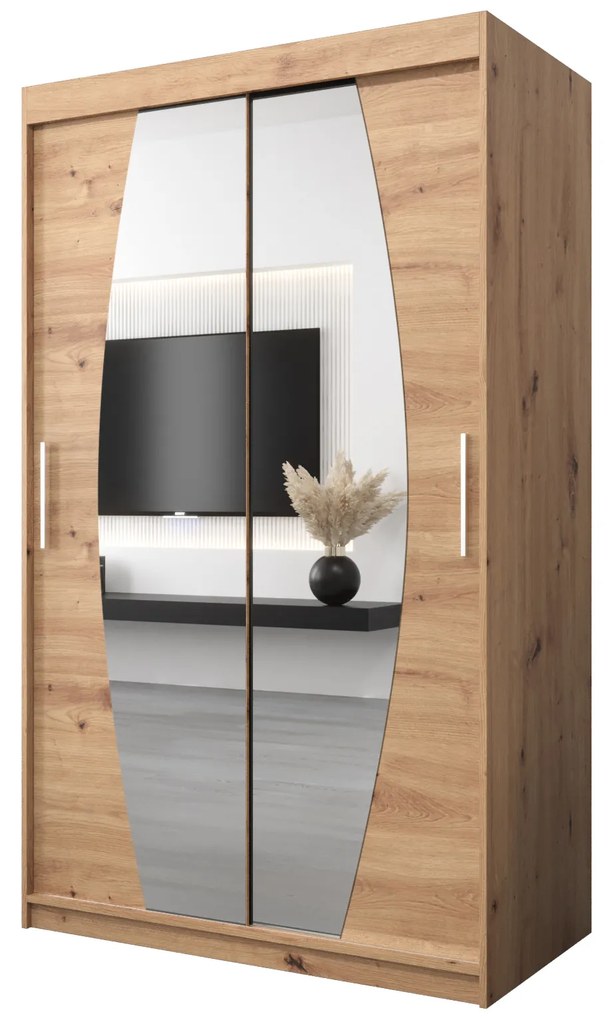 Šatníková skriňa 120 cm Eclipse (dub artisan + dub artisan). Akcia -25%. Vlastná spoľahlivá doprava až k Vám domov. 1063395
