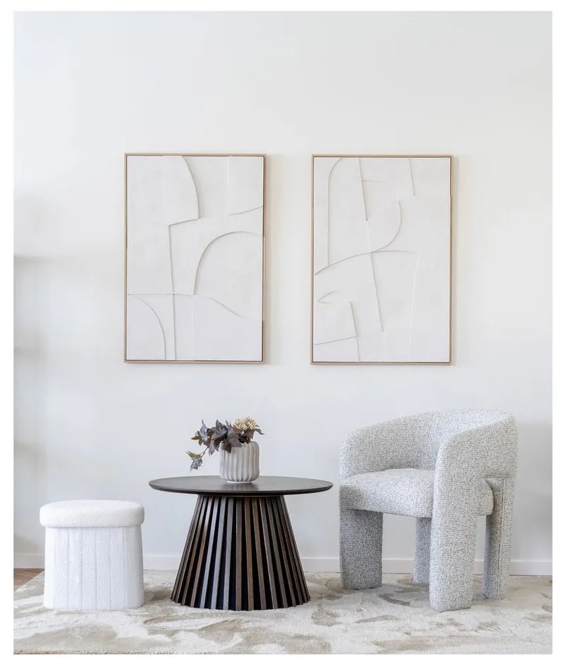 Biely taburet z textílie buklé Medford – House Nordic