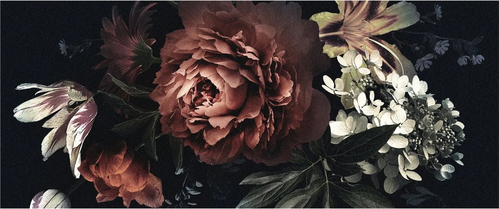 Obraz - Temné kvety (120x50 cm)
