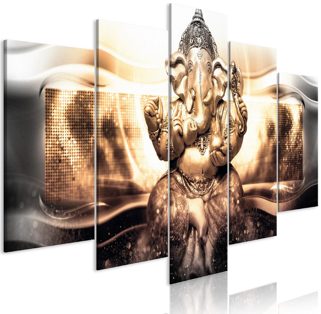 Artgeist Obraz - Buddha Style (5 Parts) Golden Wide Veľkosť: 200x100, Verzia: Premium Print