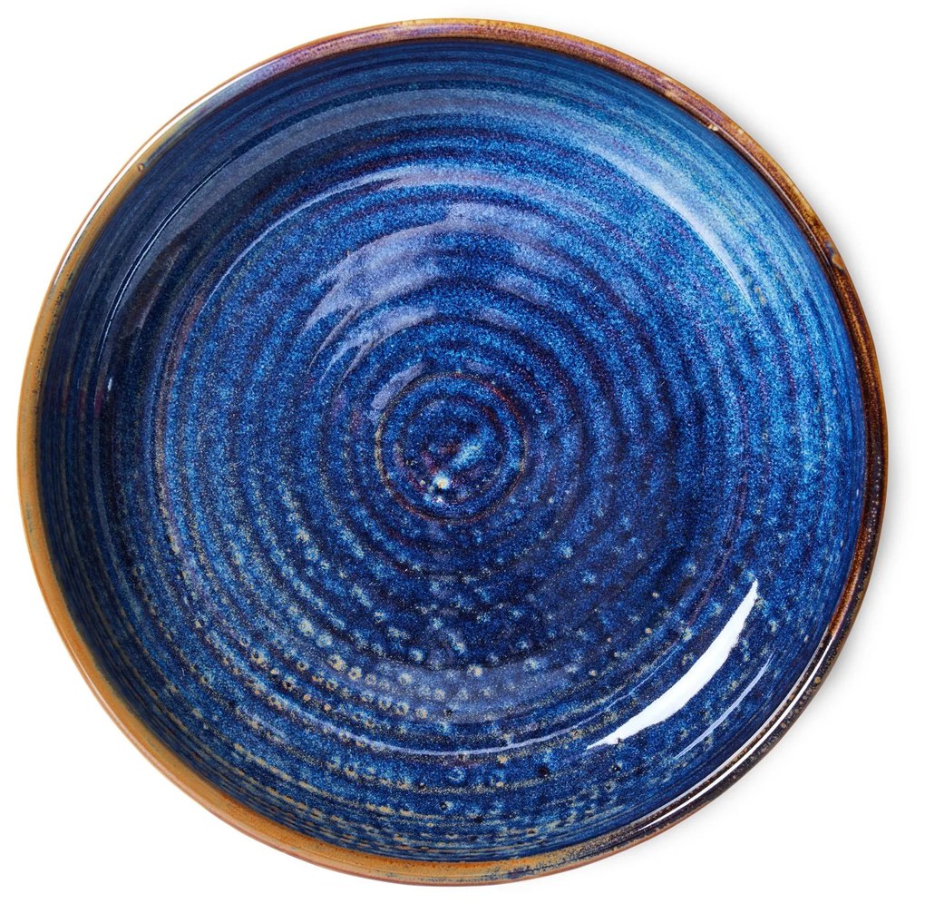 HK living Hlboký keramický tanier Rustic Blue 19cm