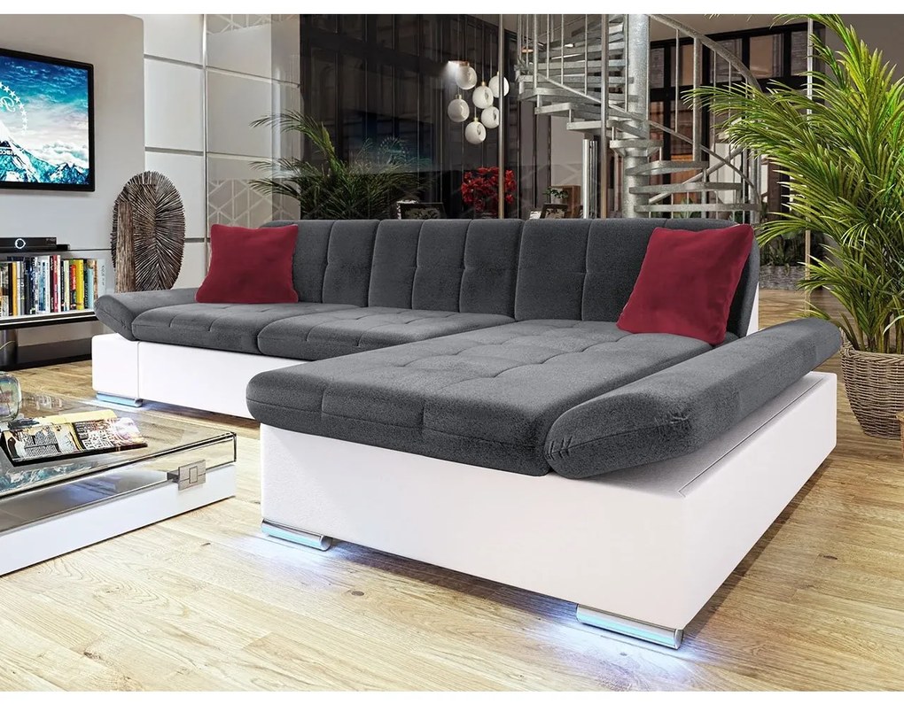 Rohová sedačka Laviva LED, Dostupné poťahy: ekokoža Soft 011 + Bristol 2460, Strana: ľavá
