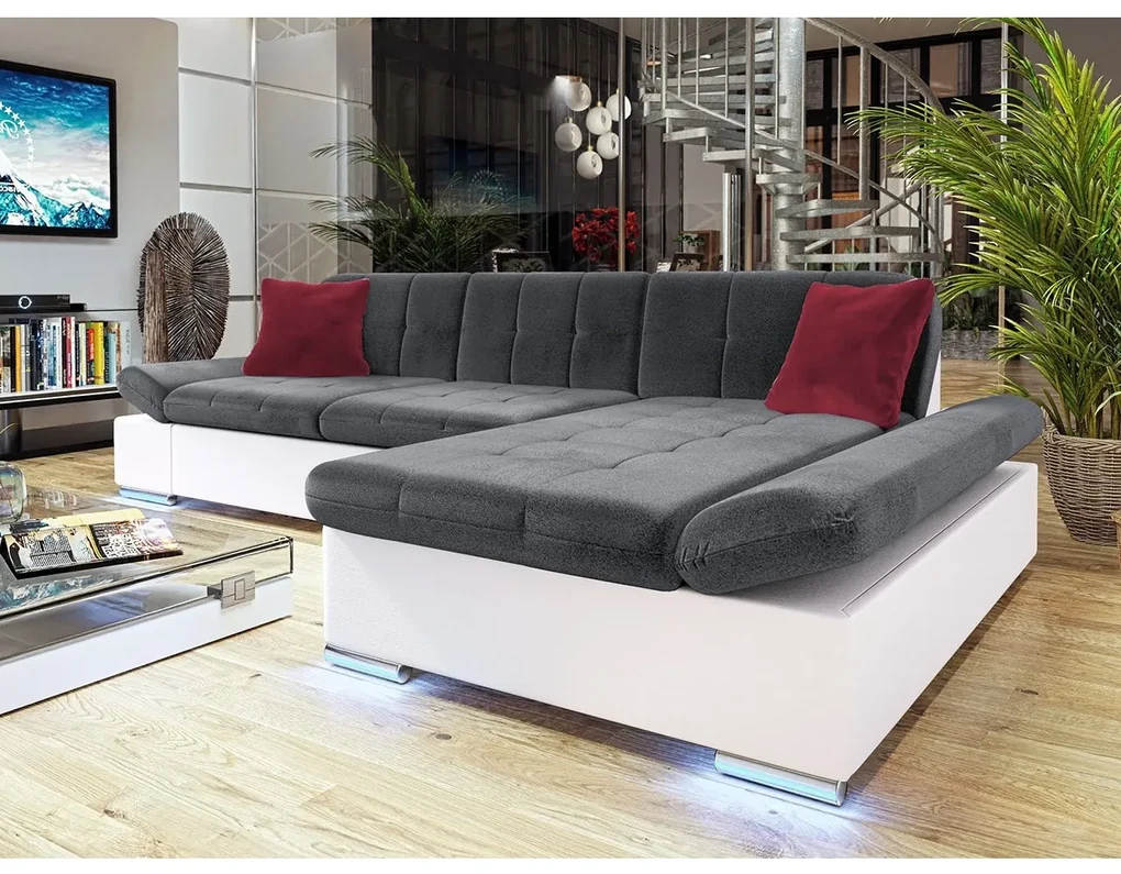 Rohová sedačka Laviva LED, Dostupné poťahy: ekokoža Soft 017 + Uttario Velvet 2967 + Uttario Velvet 2959, Strana: pravá