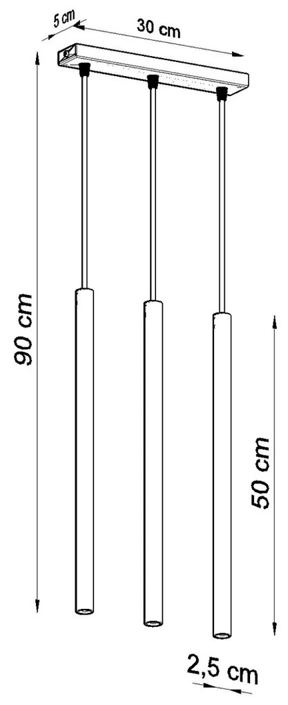 Závesné svietidlo Pastelo, 3x zlaté kovové tienidlo, b