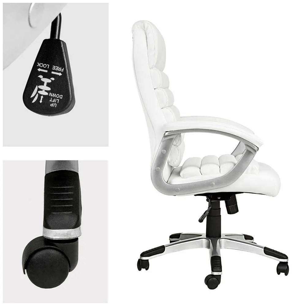 Prémiová riaditeľská otočná stolička, 2 rôzne farby, biela