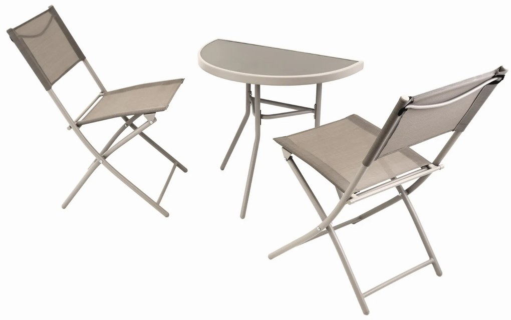 Dekorstudio Balkónový skladací set na malý balkón 2x stolička a stôl - béžový