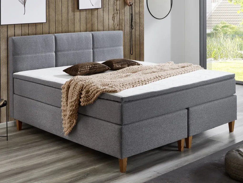 Posteľ boxspring Ardi 180x200 cm, šedá tkanina
