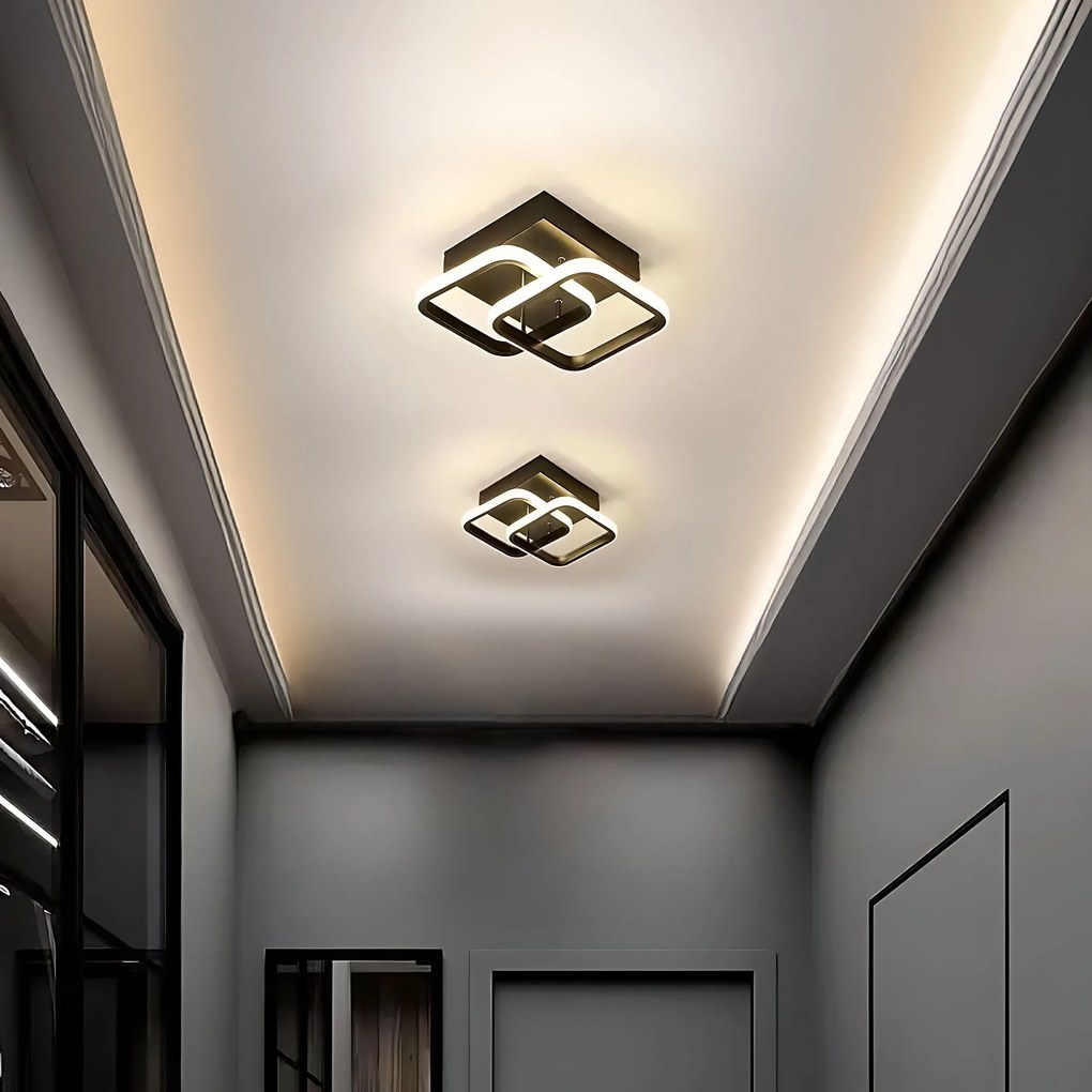 Toolight Toolight, LED stropné svietidlo 23x23cm, 22W, 3000K, LHJ074-C, čierna matná, OSW-50034