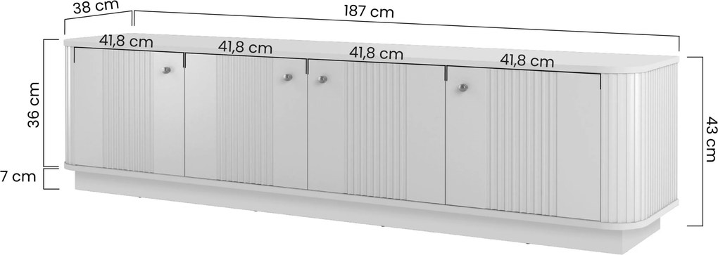 TV skrinka Vesper 4D 187 cm - čierna / čierne úchytky