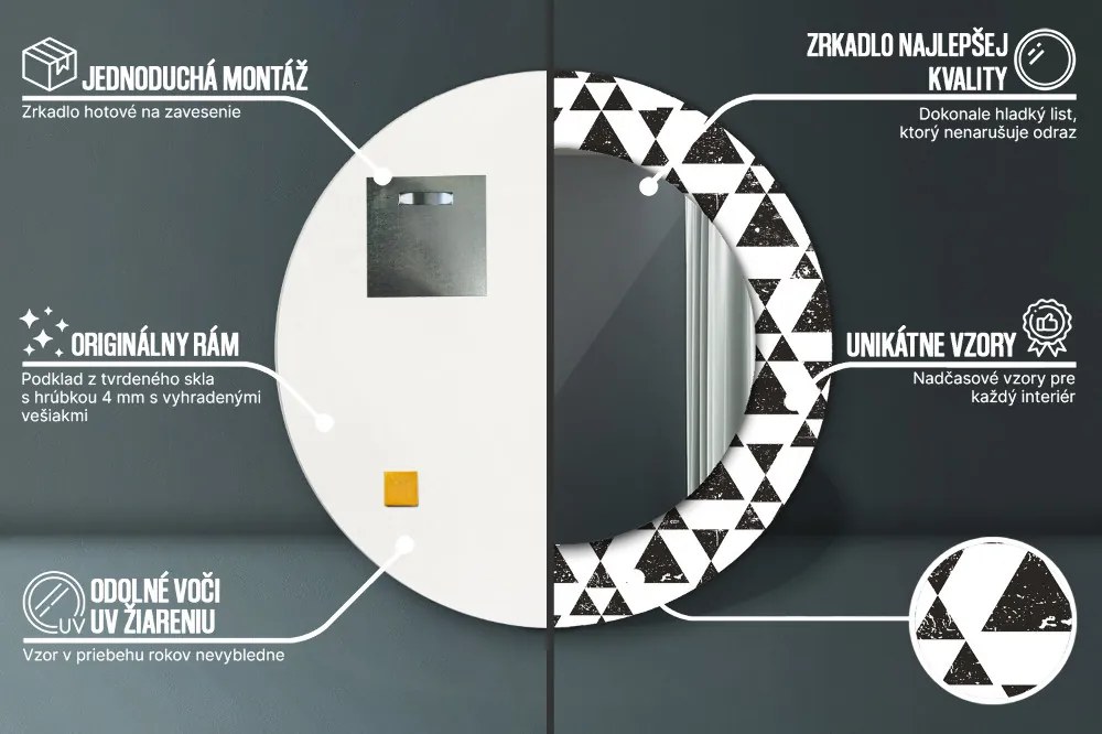 Okrúhle ozdobné zrkadlo Geometrické trojuholníky fi 50 cm