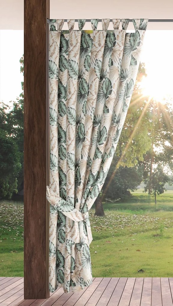 EUROFIRANY ZÁHRADNÝ VODEODOLNÝ ZÁVES NA PÚTKACH GARDEN 155X260 CM LISTY