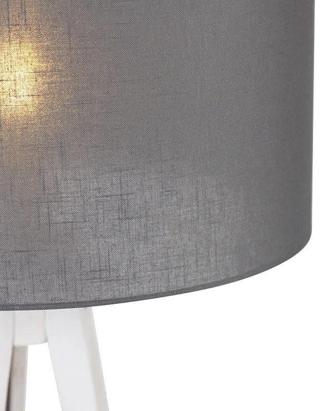 Moderná trojnohá stojaca lampa biela so sivým tienidlom 50 cm - Tripod Classic
