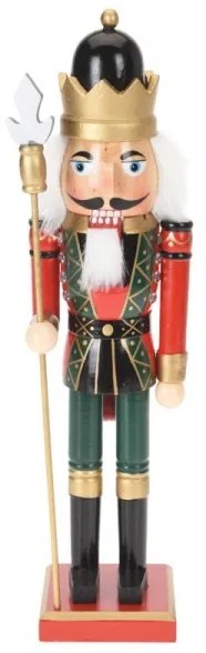 Luskáčik v červeno-zelenom oblečení so žezlom 38 cm