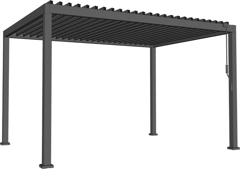 Hliníková záhradná pergola, sivá, LED, 3 x 4 x 2,5 m *0654