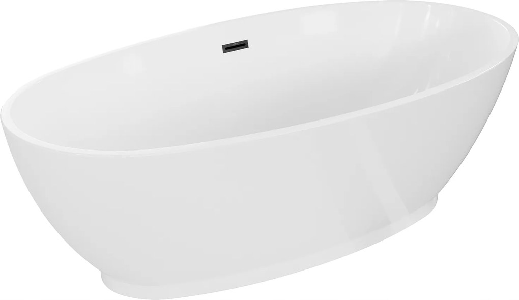 Mexen Bilbao voľne stojaca vaňa 180 x 90 cm, biela, čierny prepad 5131180