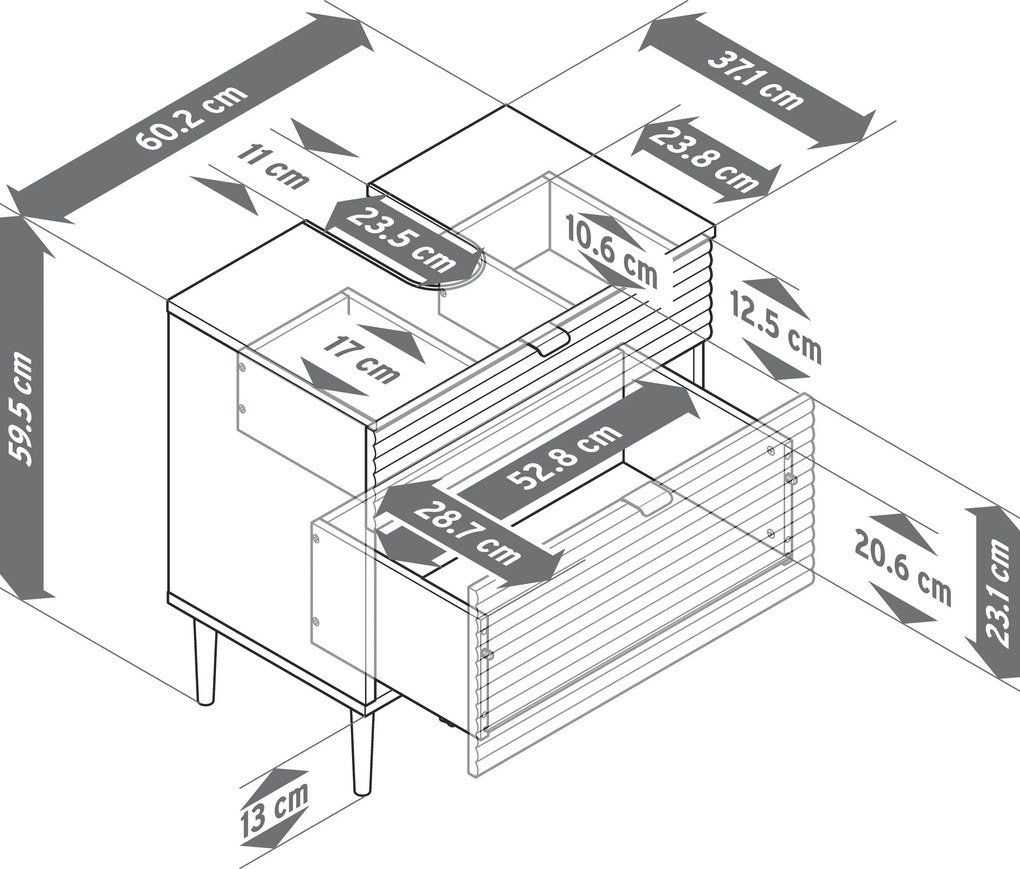 Skrinka pod umývadlo »SONARI« so zásuvkami