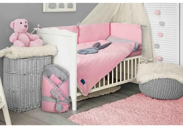 BELISIMA 3-dielne posteľné obliečky Belisima Králiček 100/135 ružovo-sivé