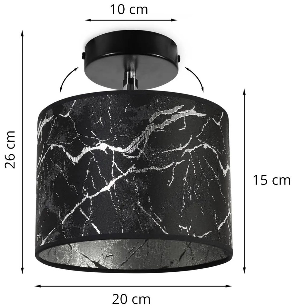 Bodové svietidlo Werona 3, 1x čierne textilné tienidlo so vzorom, (možnosť polohovania), s