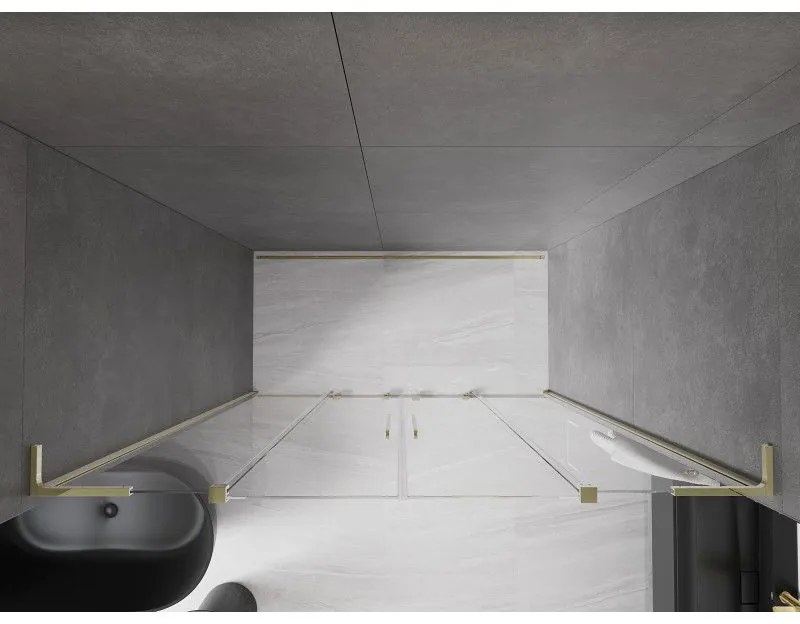 Mexen Velar L Duo, posuvné sprchové dvere do otvoru 170 cm, 8mm číre sklo, zlatá lesklá, 871-170-003-02-50