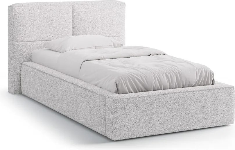 Svetlosivá čalúnená jednolôžková posteľ s úložným priestorom s roštom 90x200 cm Darren – Micadoni