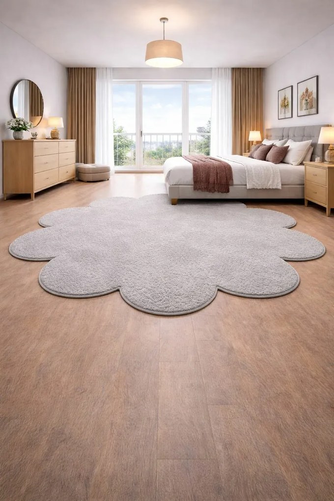 Kusový koberec Eton šedý kvetina, 120x120 kvietok, šedá, kuchyňa, Vopi