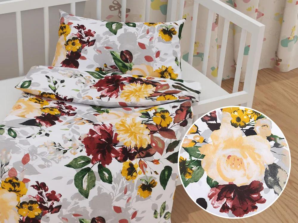 Biante Detské bavlnené posteľné obliečky do postieľky Sandra SA-217 Veľké žlté kvety Do postieľky 90x140 a 40x60 cm