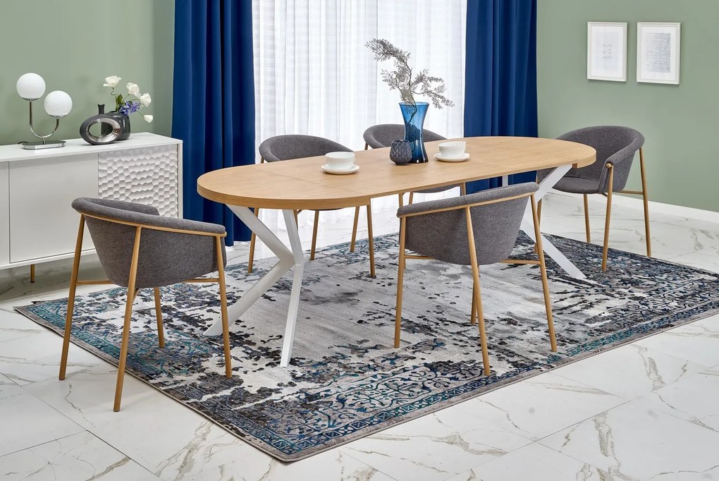 Jedálenský rozkladací stôl PERONI 100/250 cm dub craft zlatý/biely