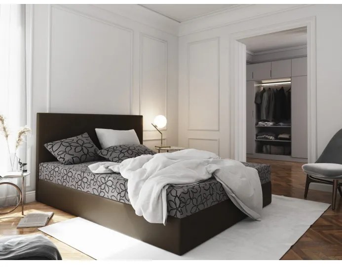 Manželská posteľ z ekokože s úložným priestorom 180x200 LUDMILA - hnedá / sivá