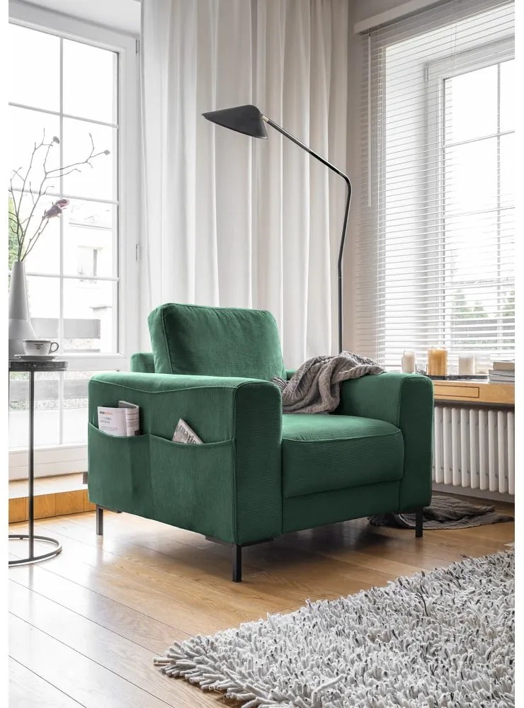 Tmavozelené menčestrové kreslo Lofty Lilly – Miuform