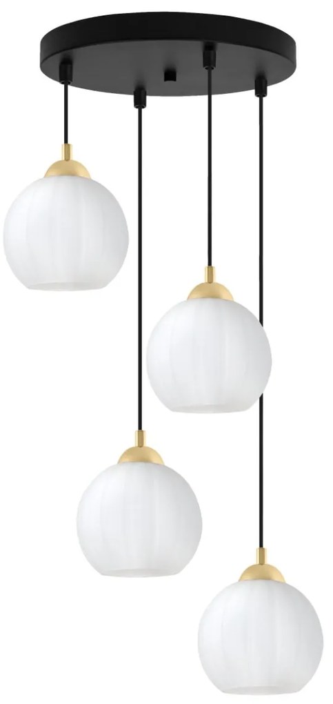 Závesné svietidlo Costa, 4x biele sklenené tienidlo, b/g, o