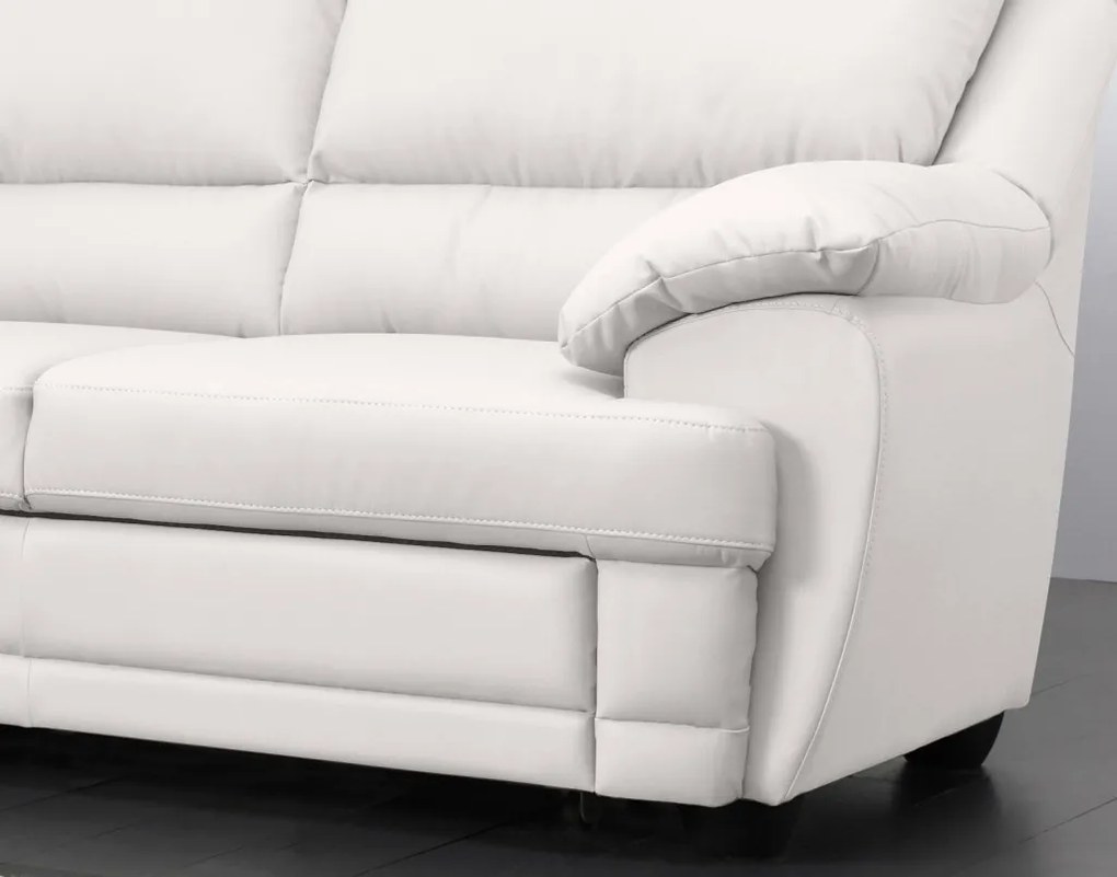 Rohová sedací souprava Nebolo, biela koža, ľavý roh