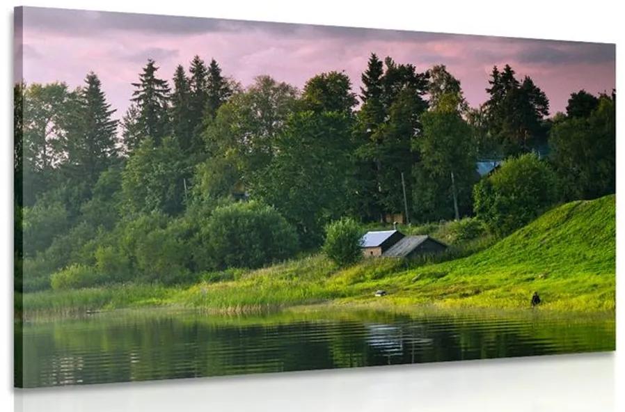 Obraz rozprávkové domčeky pri rieke Varianta: 60x40