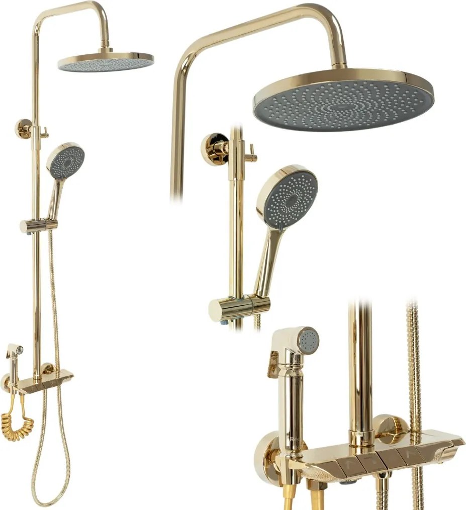 Rea Max, termostatický sprchový set s batériou, zlatá lesklá, REA-P6617