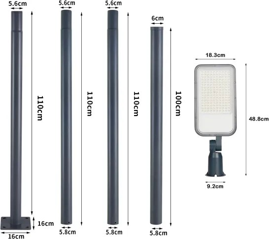Brilagi-LED Vonkajšie svietidlo so stĺpom a 4 m káblom URBANLIGHT LED/100W/230V antracit IP65