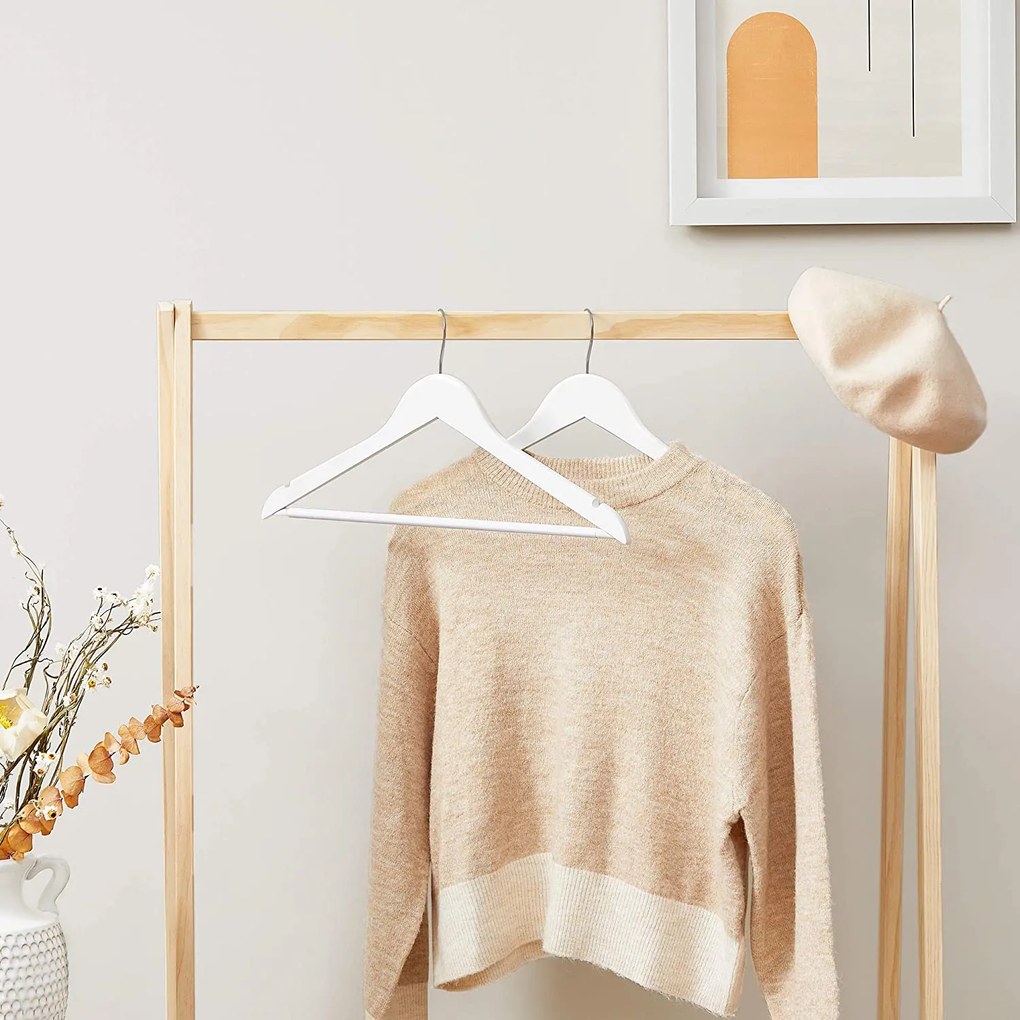 Javorové vešiaky, ramienka 20 ks, biele