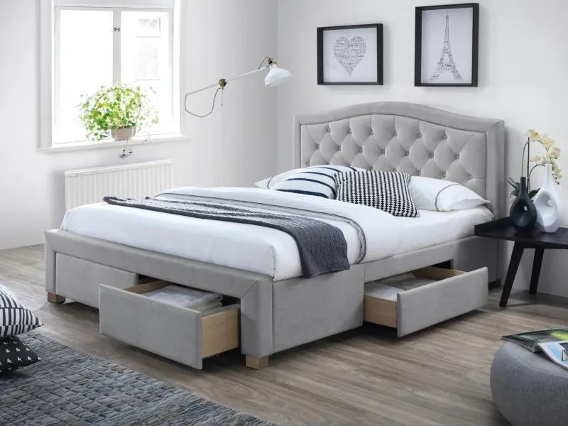 Sivá čalúnená posteľ ELECTRA 160 x 200 cm Matrac: Bez matraca
