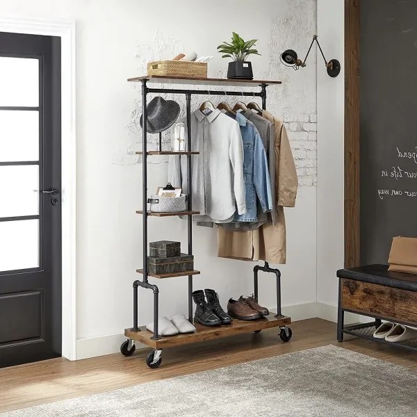 Mobilný stojanový vešiak LINEA hnedý/čierny