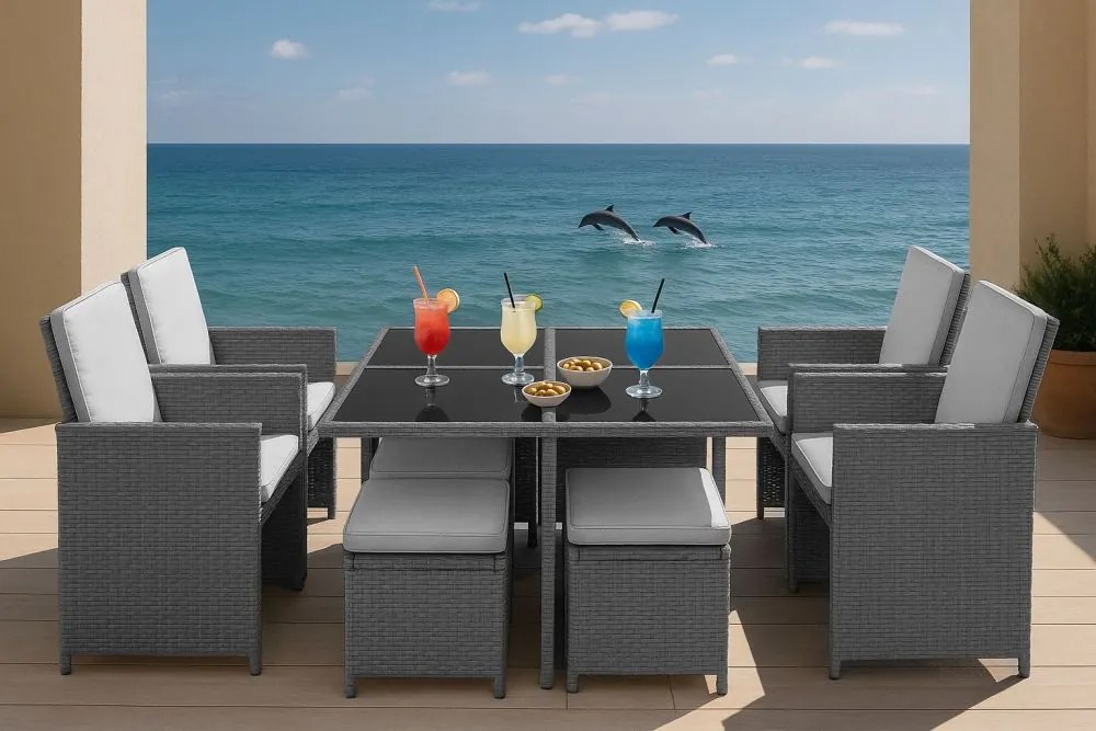 ZÁHRADNÝ SET MARINA 4 x KRESLO + 4 x TABURET + STÔL