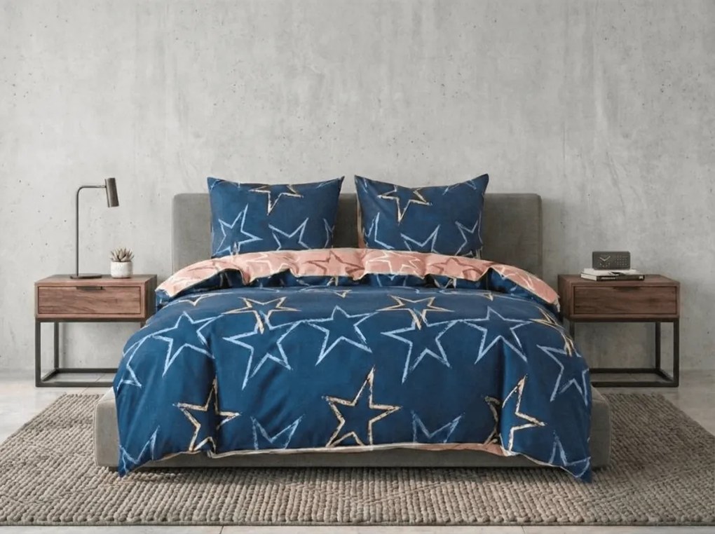 Flanelové obliečky z mikrovlákna STARMISS tmavomodré Rozmer obliečky: 70 x 90 cm | 140 x 200 cm