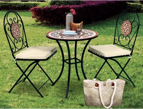 Záhradný set Mosaic, čierny/červený%