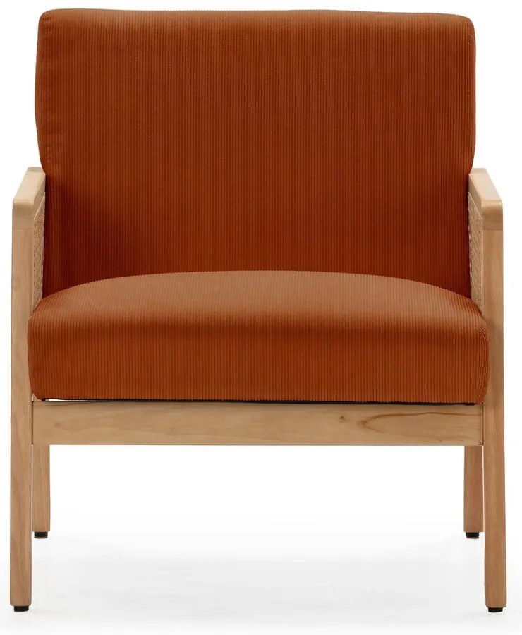 Menčestrové kreslo s výpletom v tehlovej farbe Debra – Marckeric