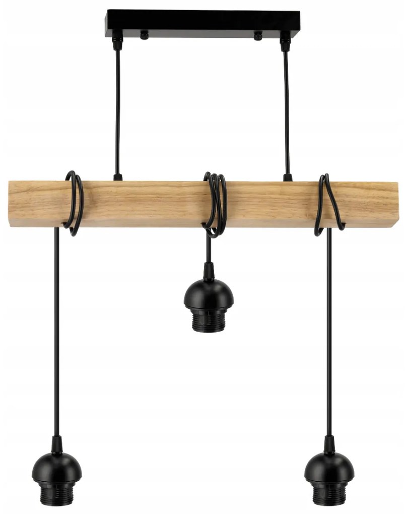 BERGE Závesné stropné svietidlo LED drevený trám 3xE27 Luster Spring biely