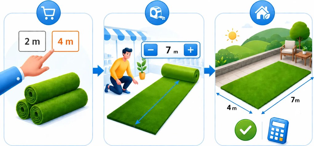 Trade Concept 100x200 cm Metrážny trávny koberec Pure Green – na von aj na doma, zelená, exteriér